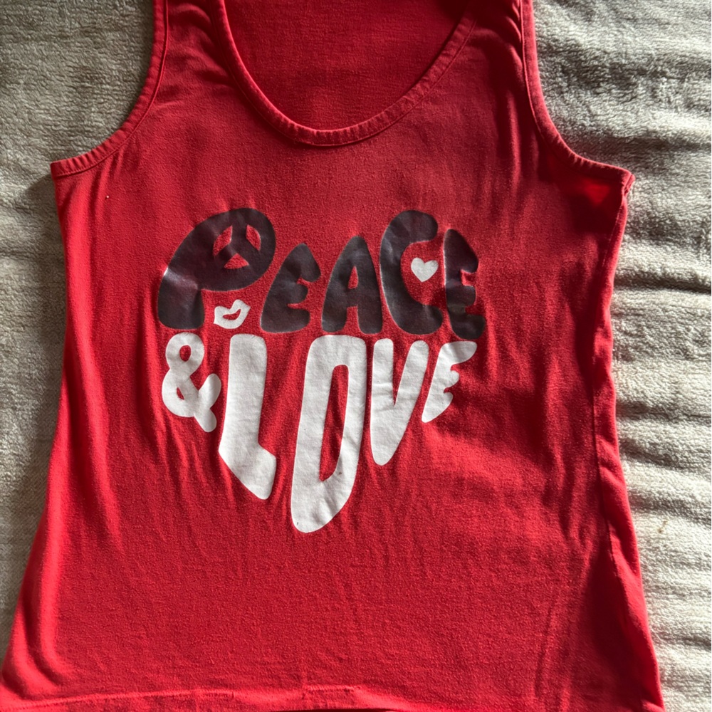 Joe Boxer Vibrant Red Peace & Love Tank Top